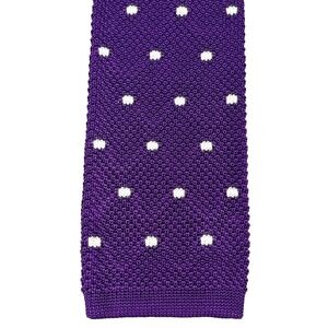 Dormeuil Tie Mens Purple Knit Polka Dot Silk Italy Slim Necktie Hand Made NEW